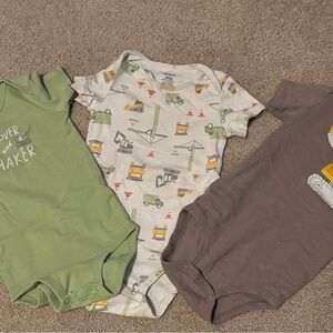 Carter's Baby Bodysuit Trio in Green, White, and Brown